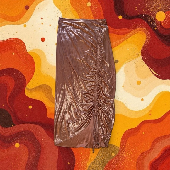 Patrizia Pepe Metallic Rose Gold Skirt - Picture 8 of 8